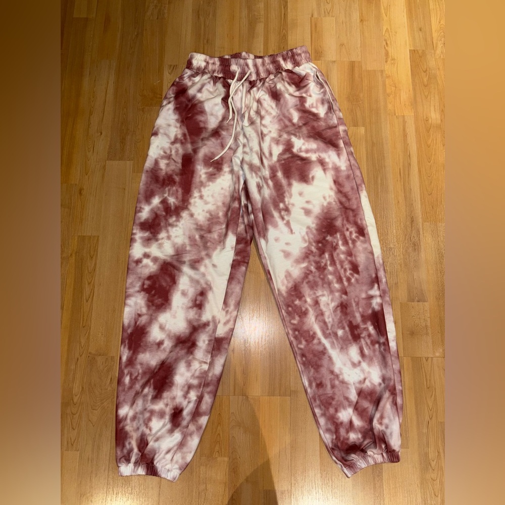 SHEIN Tie-Dye Jogger Sweatpants | Size M | Pink/ Burgundy & White